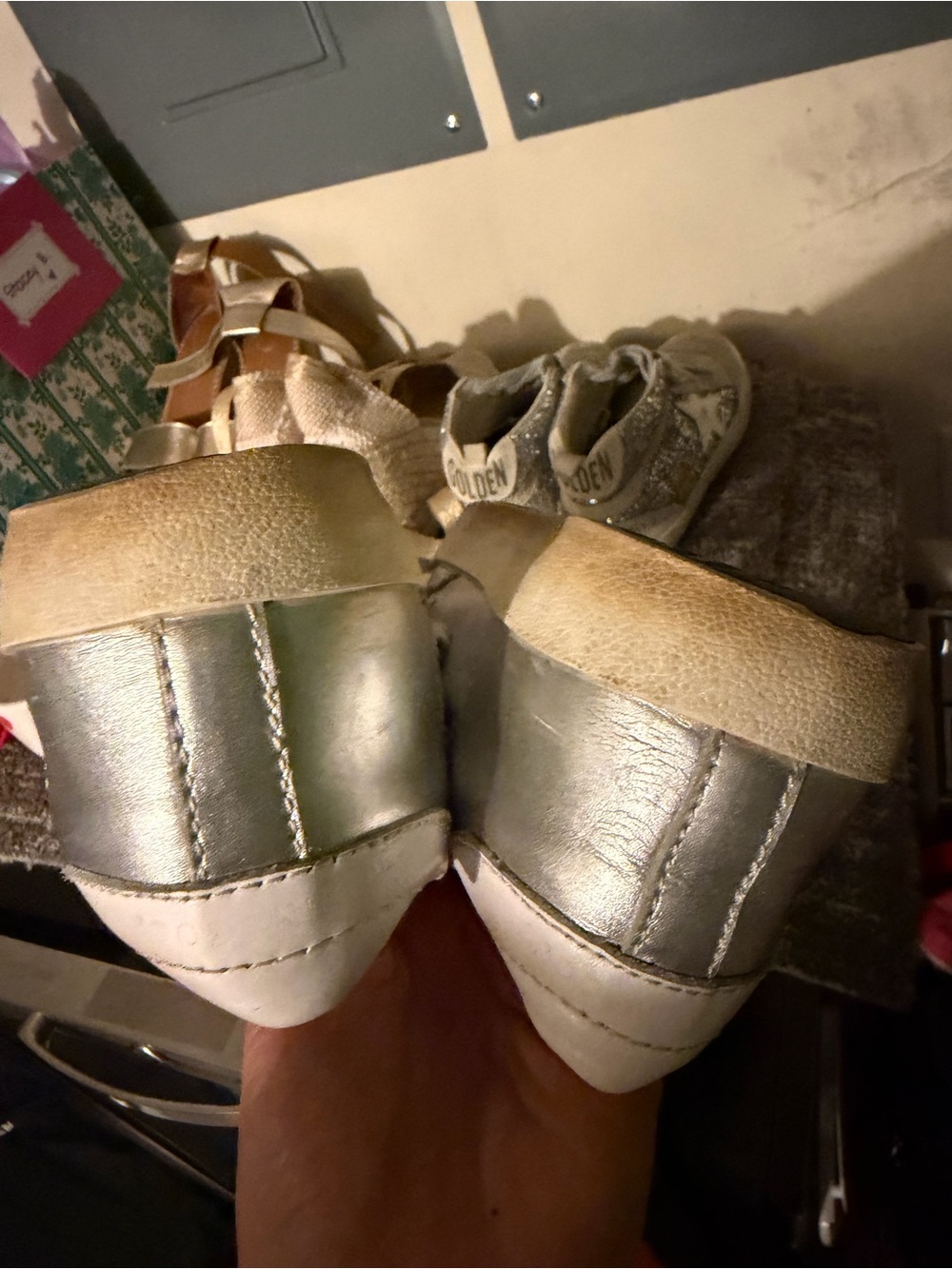 Golden Goose White Sneakers with Blue and Red Star Accents - Picture 5 of 8